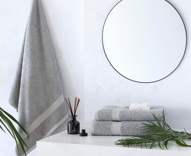 Рушники для душу Todocama, 2 шт, 100% бавовна, 550 г/м², екстра м'які, дуже вбираючі, швидковисихаючі, 70x140 см, світло-сірі
