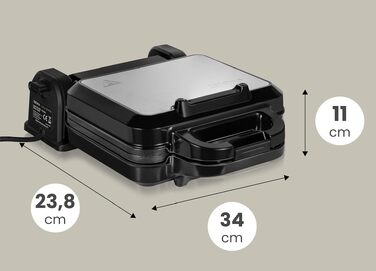 Вафельниця ZEEGMA GOFREE CHEF PRO для бельгійських вафель, 1200 Вт, вертикальна, з антипригарним покриттям та регулюванням температури, сріблясто-чорна