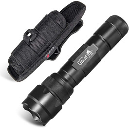 ULTRAFIRE WF-502B LED ліхтарик 1000 лм з чохлом, тактичний міні ліхтарик з тримачем, 360° обертається кліпса для пояса