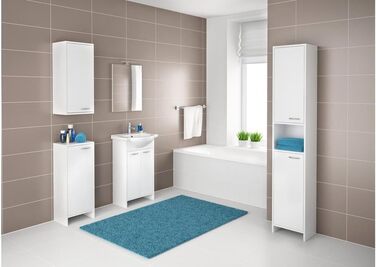 Підлогова тумба для ванної Domodomo з керамічною раковиною Mila 50 см, лакована, 83x50x40 см, білий, елегантний комплект