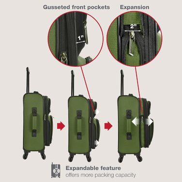 Чемодан ручної поклажі U.S. Traveler Rio, колір кобальт (зелений), 4 колеса