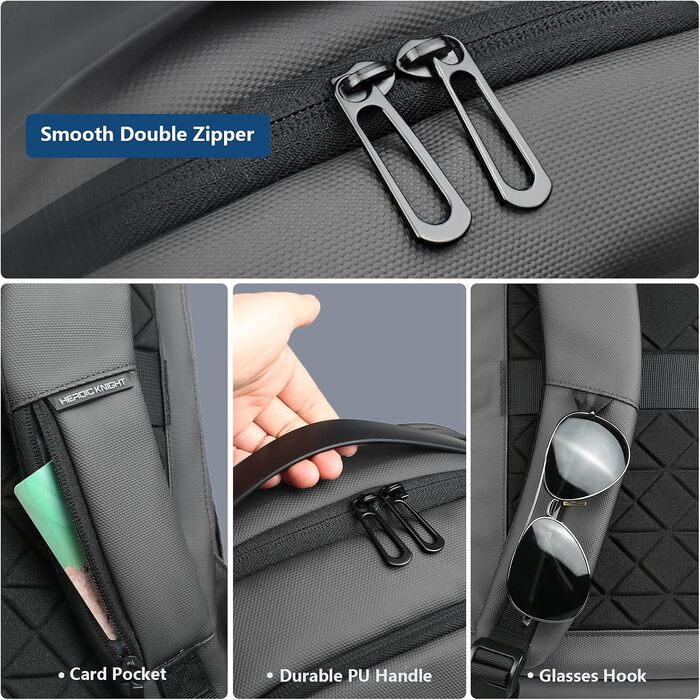Бізнес-рюкзак для чоловіків з відділенням для ноутбука 15.6 дюймів, водонепроникний, сірий