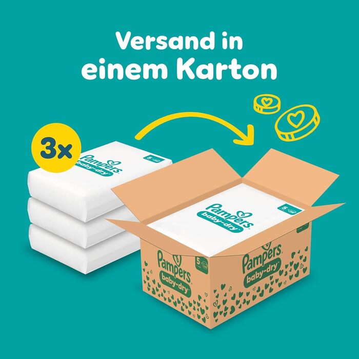 Підгузки Pampers Baby-Dry розмір 5 (11-16 кг), 174 шт, на липучках, максимальний захист від протікань