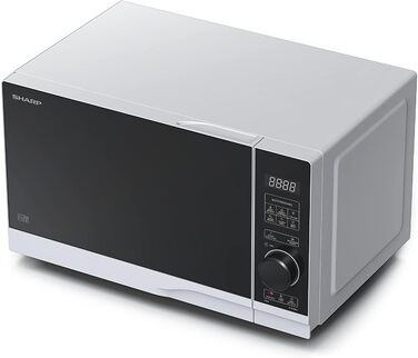 Мікрохвильова піч SHARP PS204AES, 700 Вт, 10 режимів, розмір 45,5×27,4×33,4 см, срібляста, функція розморожування
