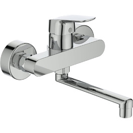 Змішувач настінний Ideal Standard Ceraflex з одним важелем, витяжка 202 мм, хромований, з регульованими з'єднаннями, водозберігаюча картридж CLICK