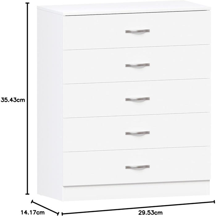 Комод Vida Designs, ДСП, білий, 90x36x75 см, 5 шухляд