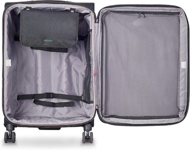 Велика м’яка валіза DELSEY PARIS Helium DLX 84 л, чорна, розсувна, 71×45×33 см