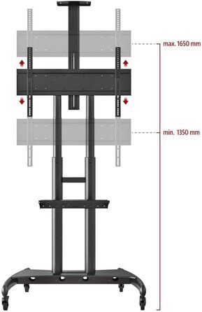 Підставка для телевізора Ergosolid AVA1800, мобільна, поворотна, чорна, 55-80 дюймів