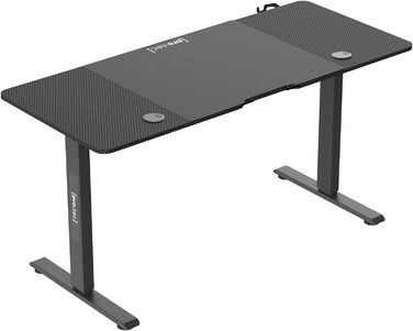 Електричний стіл pro.tec Stryn 140x60 см, регульований по висоті, чорний, з пам'яттю положень, робочий стіл для офісу 72-117 см