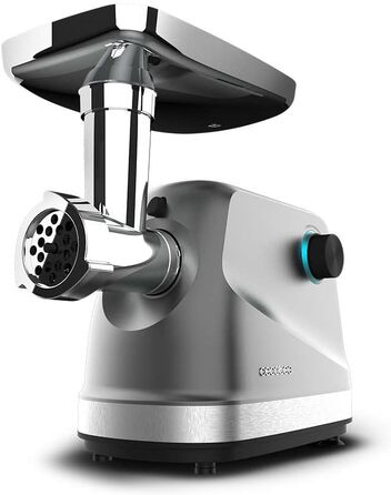 Електрична м’ясорубка Cecotec Crusher 1400 Steel, 1360 Вт, сталева, для подрібнення, нарізання та рубання, 1 ніж з нержавіючої сталі, 3 диски (3 мм, 5 мм, 7 мм)
