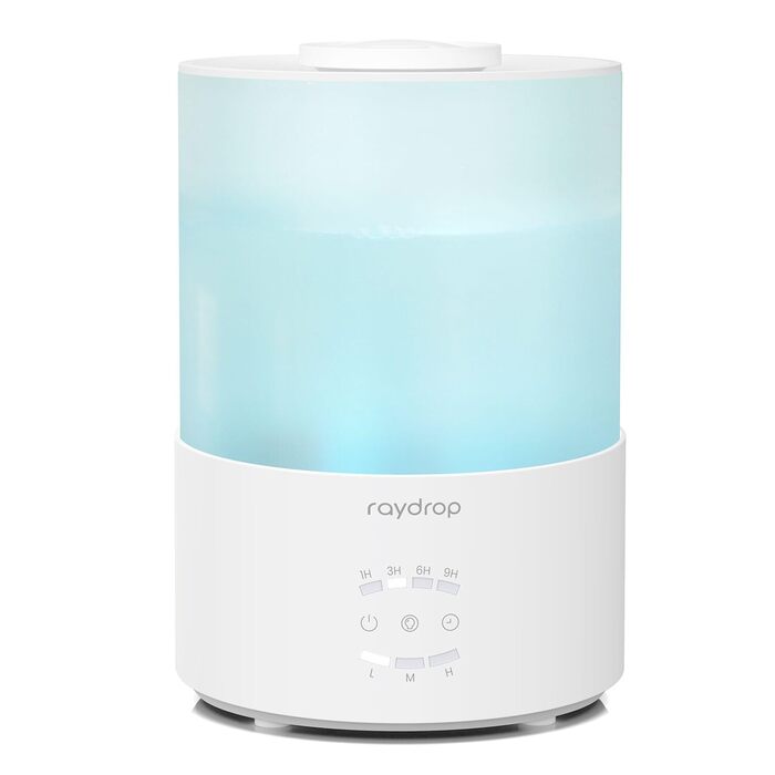 Зволожувач повітря Raydrop для спальні 3л, ультразвуковий, холодний пар, для великих приміщень, з LED підсвіткою, таймером та автовимкненням