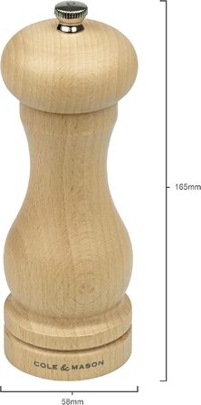 Перцемолка Cole & Mason HA0624P Beech Capstan Precision+, натуральний бук, 165 мм