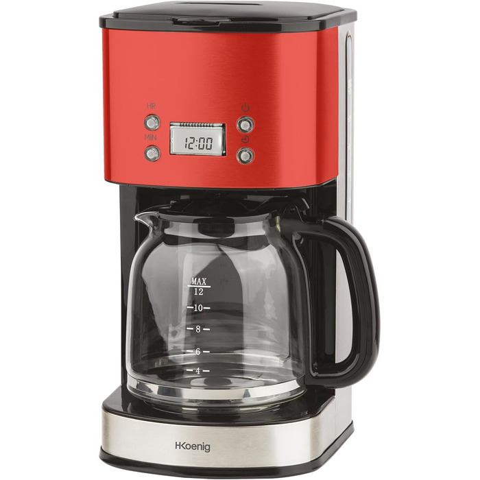 Кавоварка крапельна H.Koenig MG30, 1,5 л, 12-20 чашок, LCD, програмована, червона