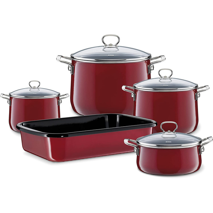 Емалевий чайник Riess CLASSIC Plus 2 л, червоний, для індукції, діаметр 18 см, висота 21.7 см, трьохшарове емалювання
