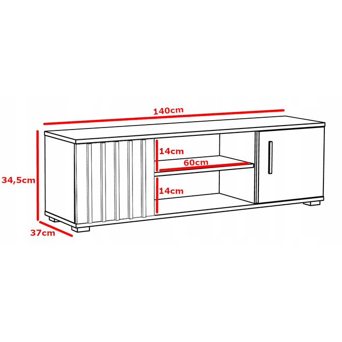 Тумба під ТВ Meblowa1, 140 x 34,5 x 37 см
