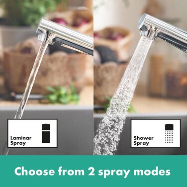 Змішувач кухонний Hansgrohe Zesis M33 з витяжним душем, 2 режими, висота виливу 150 мм, поворотний на 150°, хром