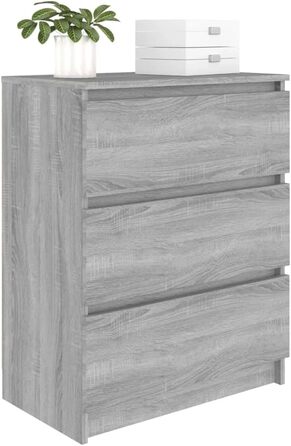 Комод vidaXL із 3 шухлядами, шафа для вітальні, сірий Sonoma, 60x35x76 см, ДСП, місткий комод-шкаф