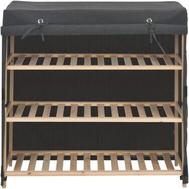 vidaXL шафа для взуття з чохлом, 3 рівні, на 6 пар, сірий текстиль, 79x40x80 см, органайзер для взуття