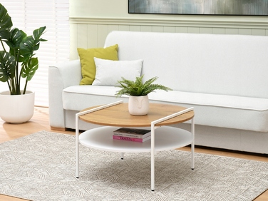 Журнальний стіл Mebel-Partner круглий, 80 x 80 x 45 см, білий дуб