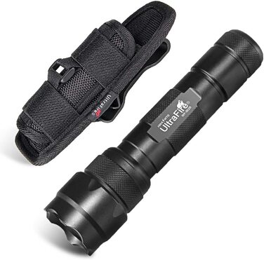 ULTRAFIRE WF-502B LED ліхтарик 1000 лм з чохлом, тактичний міні ліхтарик з тримачем, 360° обертається кліпса для пояса