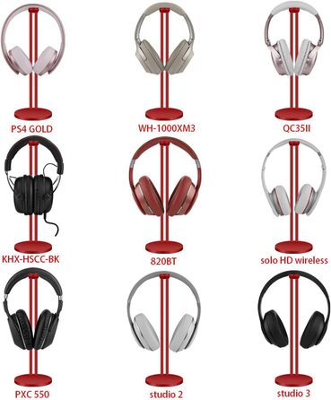 Підставка для навушників Geekria, сумісна з Bose QC35II, QC35, QC25, Sony WH-1000XM3, WH-1000XM4, ATH, AKG, тримач для гарнітури, червоний