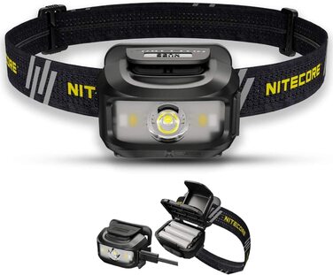 Лобовий ліхтар Nitecore NU35, 460 люмен, гібридний, акумуляторний, LED, червоне світло, IP66, чорний