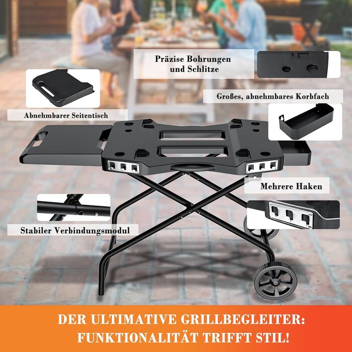 Підставка для гриля Denmay для Ninja Woodfire OG700, Pit Boss, Blackstone, Traeger Ranger, з підставкою та кошиком (чорний)
