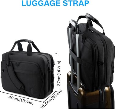 Сумка для ноутбука Bagsmart 17.3 дюймів, розширювана ділова сумка-месенджер для чоловіків та жінок, захисний чохол для бізнес-поїздок та офісу, чорна