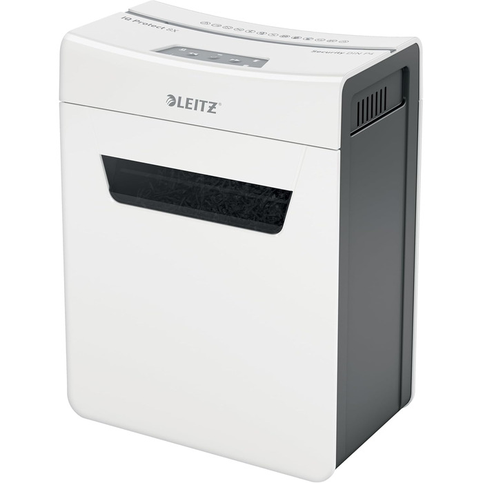 Leitz IQ 10X Premium Protect: Шредер для документів P4, 8 листів, частинковий різання, білий, для офісу та дому, сертифікований TÜV+GS