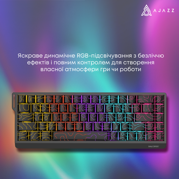 Дротова механічна клавіатура Ajazz NK68 V2 Red Switch (NK68-V2-R-PWB)