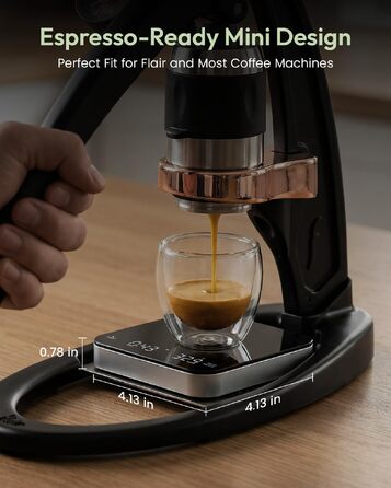 Ваги електронні для кави та еспресо Maestri House Mini-Kaffeewaage з таймером, до 2кг/0.1г, чорно-сріблясті