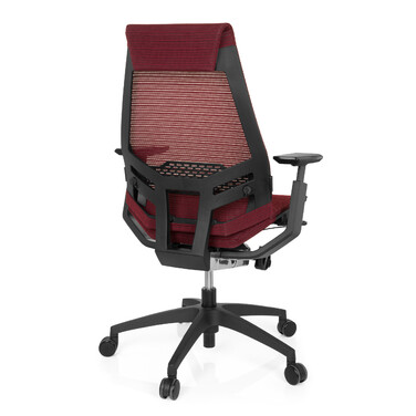 Офісне крісло GENIDIA SMART BLACK з сітчастою спинкою, червоним акцентом hjh OFFICE