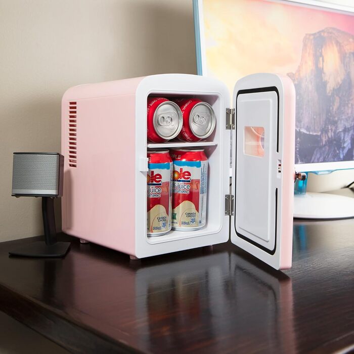 Koolatron Retro Mini Холодильник 4 літри: Рожевий, для кімнати, авто, подорожей, косметики, дітей