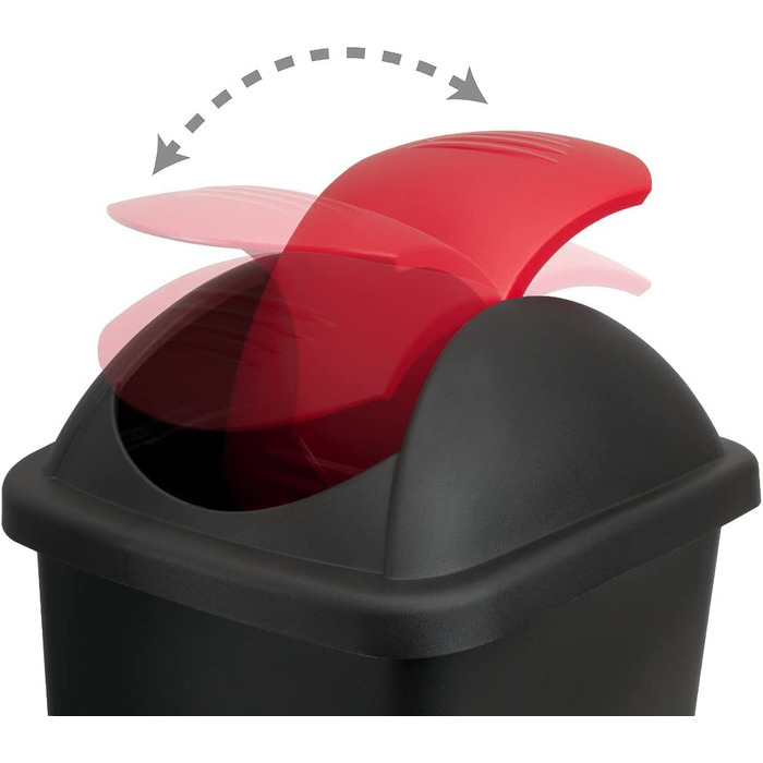 Смітник Stefanplast з маятниковою кришкою, 60 л, чорний/червоний