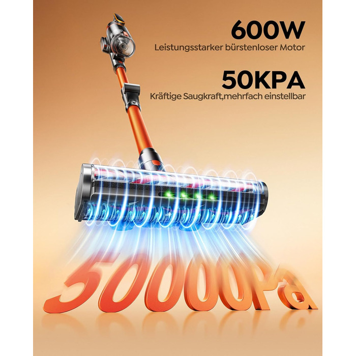 Акумуляторний пилосос Fieety 600W 50kPa, бездротовий з настінним зарядним пристроєм, для твердих підлог, килимів, шерсті тварин та авто