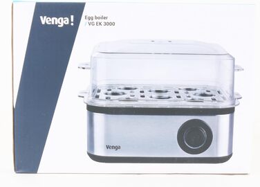 Venga! Мультифункціональна яйцеварка 500 Вт, для варених і пашот яєць, чорна/нерж. сталь, VG EK 3000