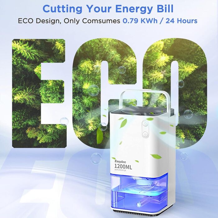 Електричний осушувач повітря EasyAcc 1200мл, тихий, портативний, з нічним підсвічуванням, для офісу/спальні/ванної кімнати