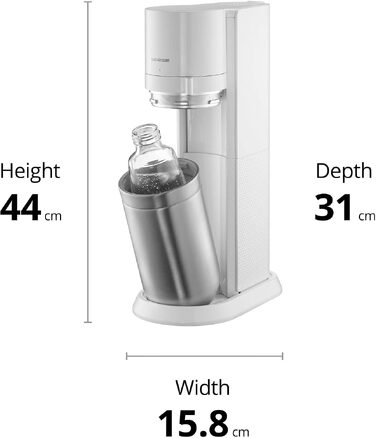 Сифон для газування води SodaStream Duo, з пластиковою пляшкою 1 л (BPA-free), скляним графином 1 л та циліндром CO2 на 60 л (швидке підключення), чорний