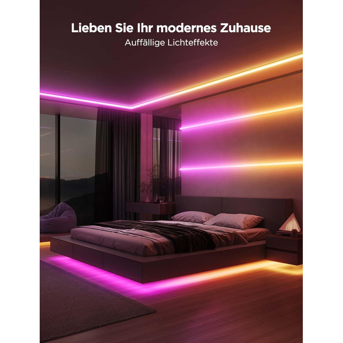 Світлодіодна стрічка Govee RGBIC 5м з LED-профілем, сумісна з Alexa та Google Assistant, ігрова LED-шина для спальні, цоколя, меблів, 64 режими