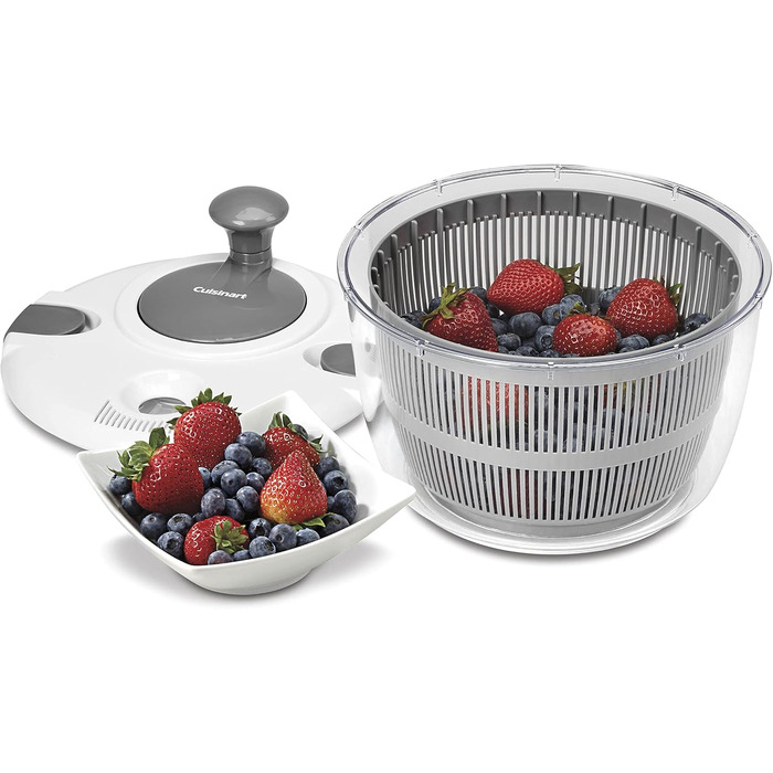 Салатниця-сушарка Cuisinart CTG-00-SAS велика 5 л, біло-сіра - для миття, віджимання та сушіння салату, фруктів та овочів