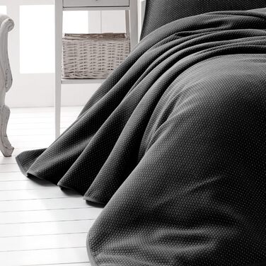 Комплект покривал Şaheser Liv, 3 предмети, 240x260 см, 100% бавовна, антрацит, покривало на ліжко + 2 наволочки 50x70 см, для спальні та вітальні