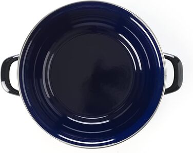 BK Indigo Каструля кругла емальована з кришкою, 24 см, 4,2 л, керамічне антипригарне покриття без PFAS, для індукції, духовки та посудомийної машини, чорна