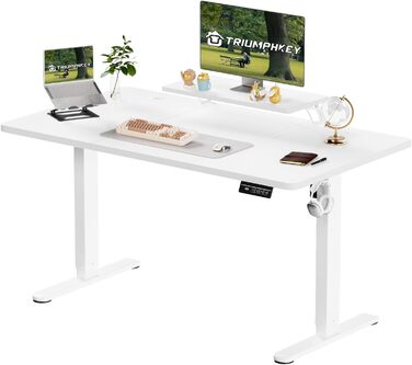 Електричний регульований стіл TRIUMPHKEY з підставкою для монітора, 160x70 см, стіл для роботи сидячи-стоячи, комп'ютерний стіл, вінтажно-коричневий