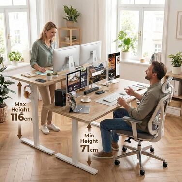 Ергономічний електричний стіл Grandder з регулюванням висоти та пам'яттю (160x80 см, дуб)