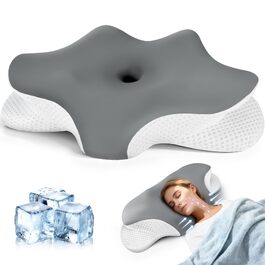 Подушка для шиї з піни Memory Foam, ергономічна для сну на боці, спині, животі, зі знімним чохлом