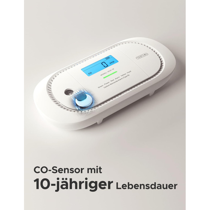 Виявлювач CO X-Sense з LCD-дисплеєм, SBS50, XC01-M (1 шт.) - для дому, з пам'яттю, з базою
