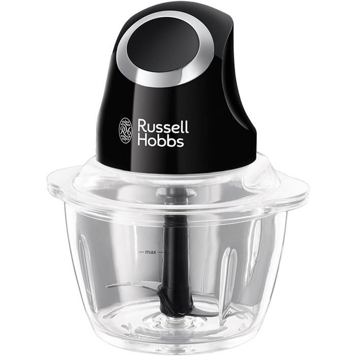 Подрібнювач Russell Hobbs Desire Mini для овочів та цибулі, 500 мл, скляна чаша, матовий чорний, 200 Вт, 24662