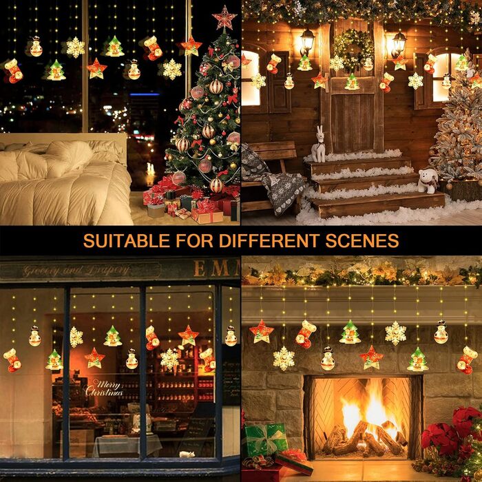 Льоново-новорічна гірлянда на вікна BLOOMWIN - 120 LED, 8 режимів, тепле біле світло, USB, 3D мотив