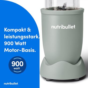 Nutribullet Pro 900 Блендер для смузі та коктейлів, 900 Вт, Оливково-зелений (NB904MASN) - Екстракція поживних речовин, компактний дизайн