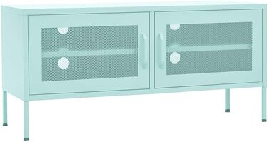 vidaXL тумба під телевізор з 2 ґратчастими дверцятами, м'ятна, 105x35x50 см, сталева, меблі для вітальні